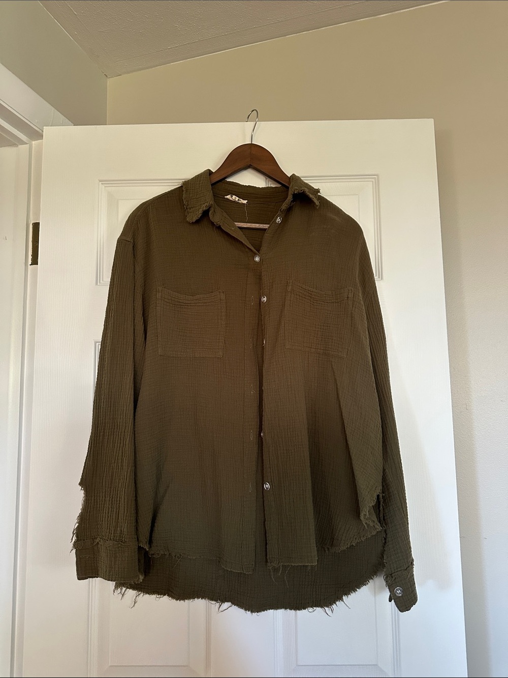 Olive Green Button-Up Shirt